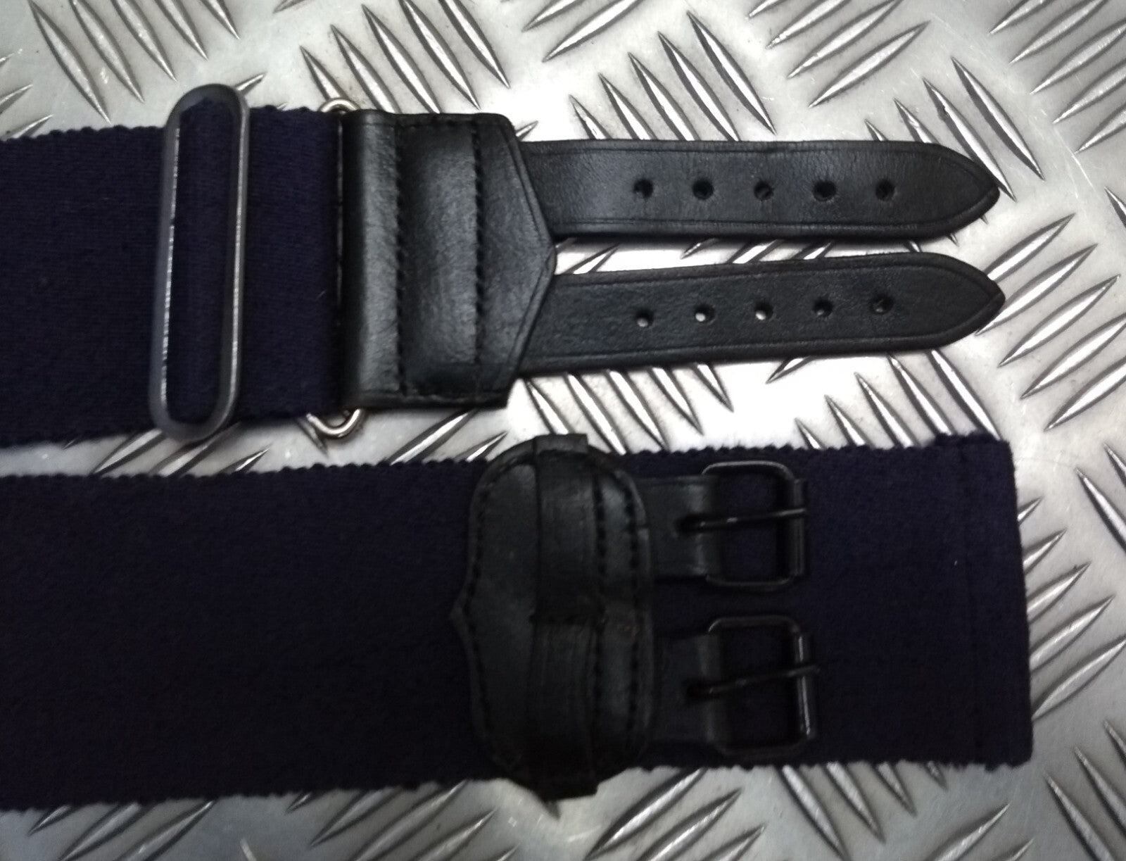 Royal Navy Blue Stable Belt Double Leather Straps & Chrome Slide Adjust Max 34"