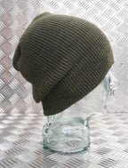 Green / OD Knitted Beanie Hat / Woolly Hat - 100% Wool - One size - NEW