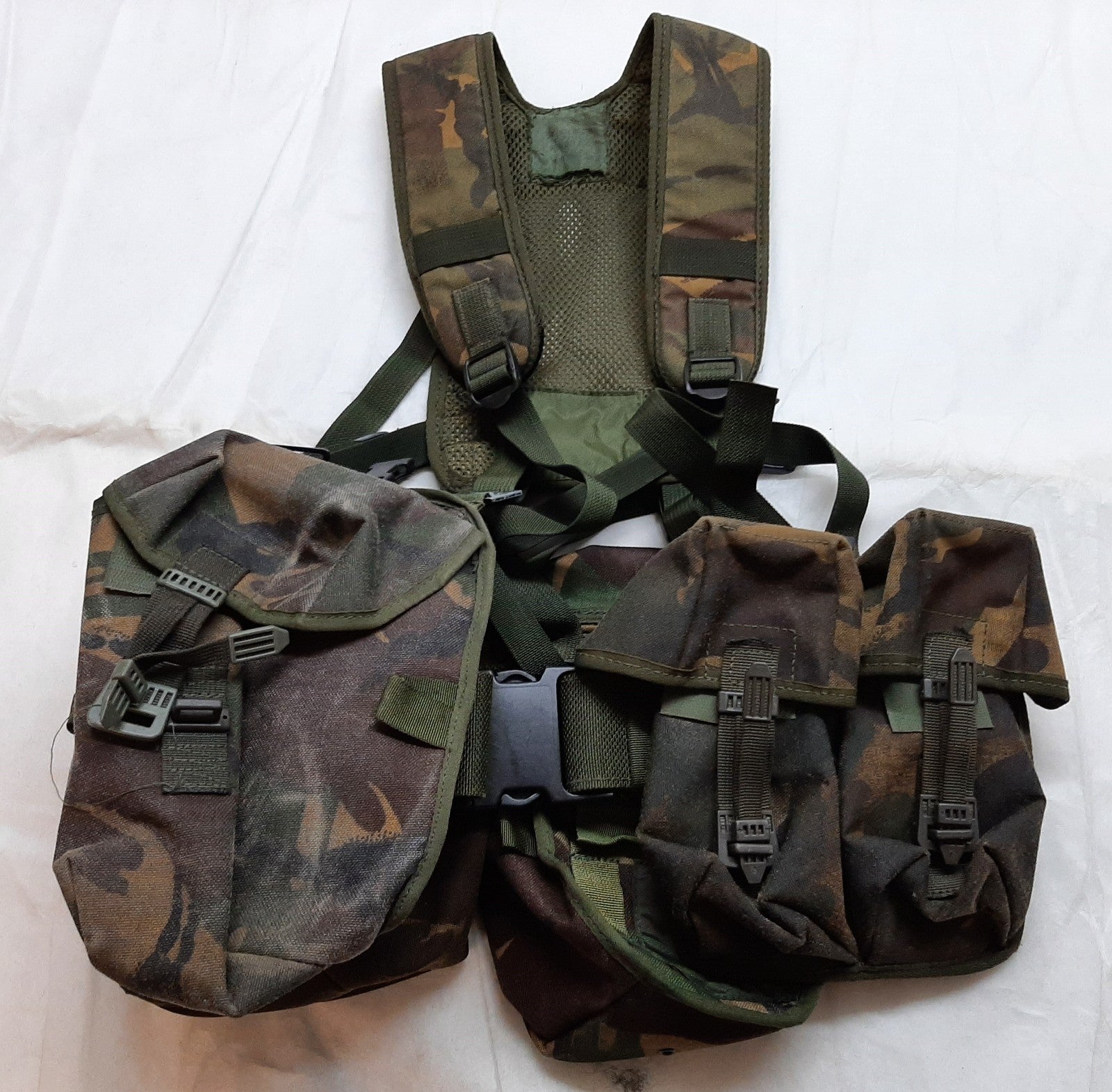 Airborne Army Webbing British DPM Camo Assault Belt Yoke & Assorted Pouches (4)