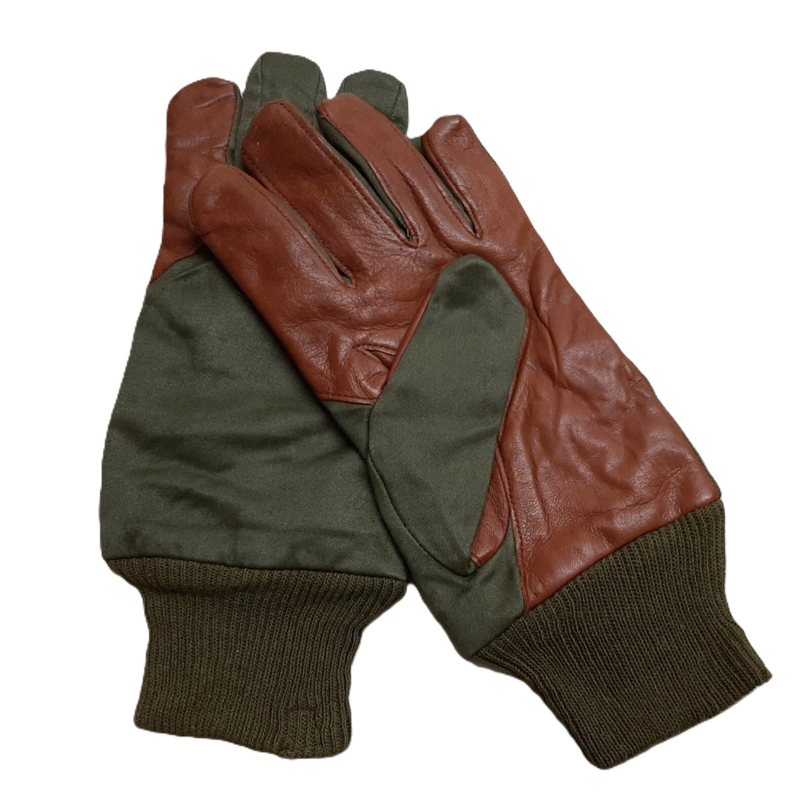 Aircrew Gloves RAF Royal Air Force & British Army 1980s Pattern Leather Palm Cotton Lined NOS
