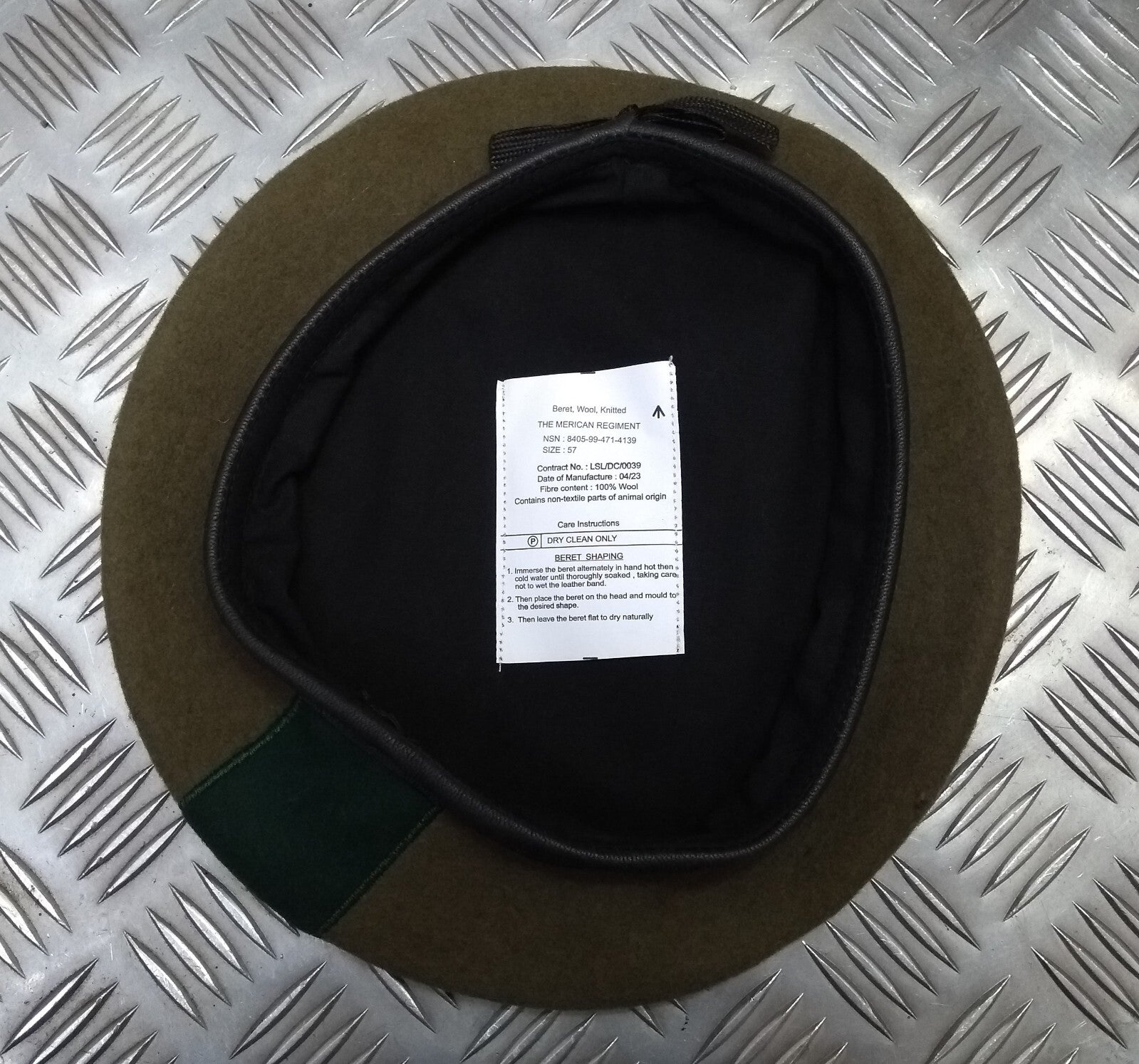 Mercian Beret Khaki Green Wool British Size 57cm