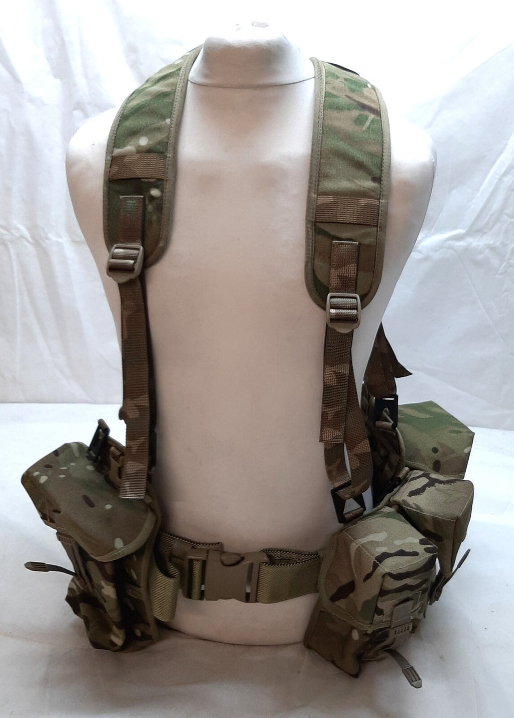 Airborne Army Webbing British Assault Camo Belt Yoke & Assorted Pouches (5)