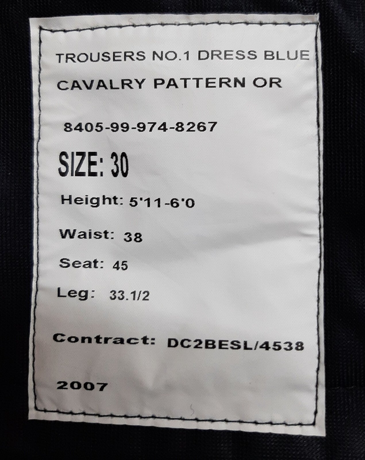 No1 Para Trousers British Army O/R Blues Cavalry Pattern 1" Maroon Stripes 38"
