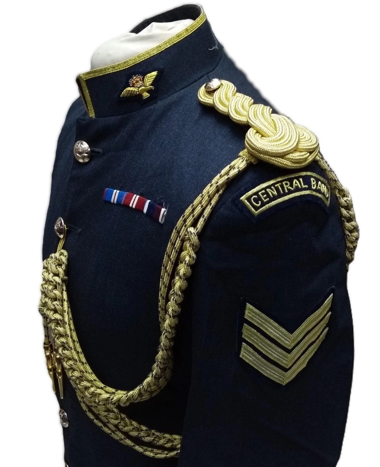 RAF Royal Air Force Aiguillette Gold with Blue Senior OFC and Musicians Shoulder Garnish