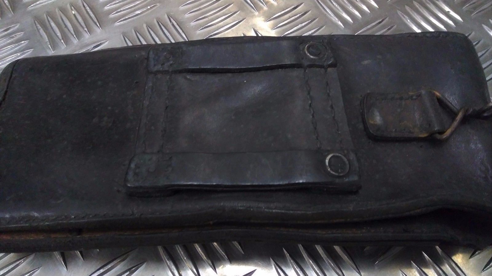 Genuine Vintage Army Leather Pouch with belt loops and metal loop - with Defect