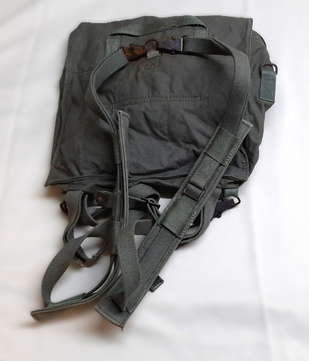 Vintage Military Bag Canvas Shoulder  or Mini Backpack Grey/Green G2 Distressed