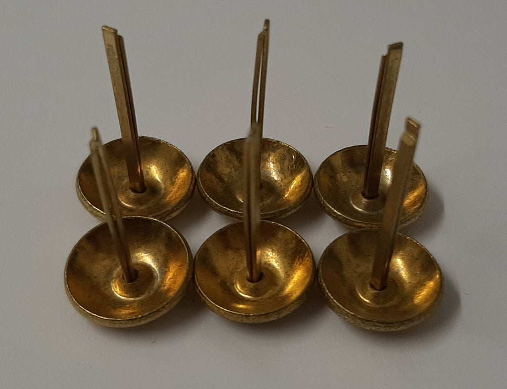 Vintage Buttons Half Dome Split Pin Brass Coloured 1/2" Two Prong X6 ASBT302