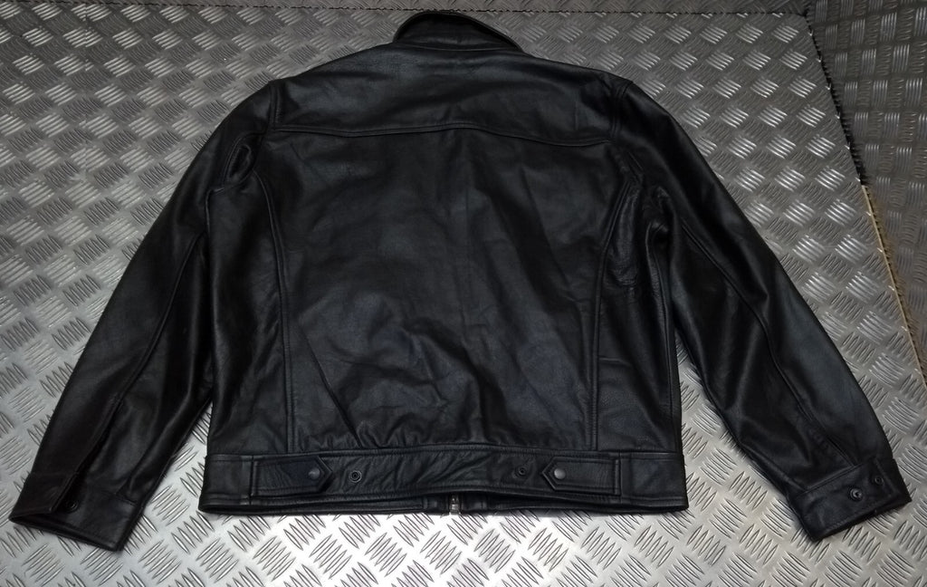 Leather Bomber Jacket Full Collar CWU Style Black Lined Casual Zip Front Coat