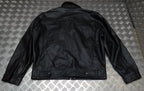 Leather Bomber Jacket Full Collar CWU Style Black Lined Casual Zip Front Coat