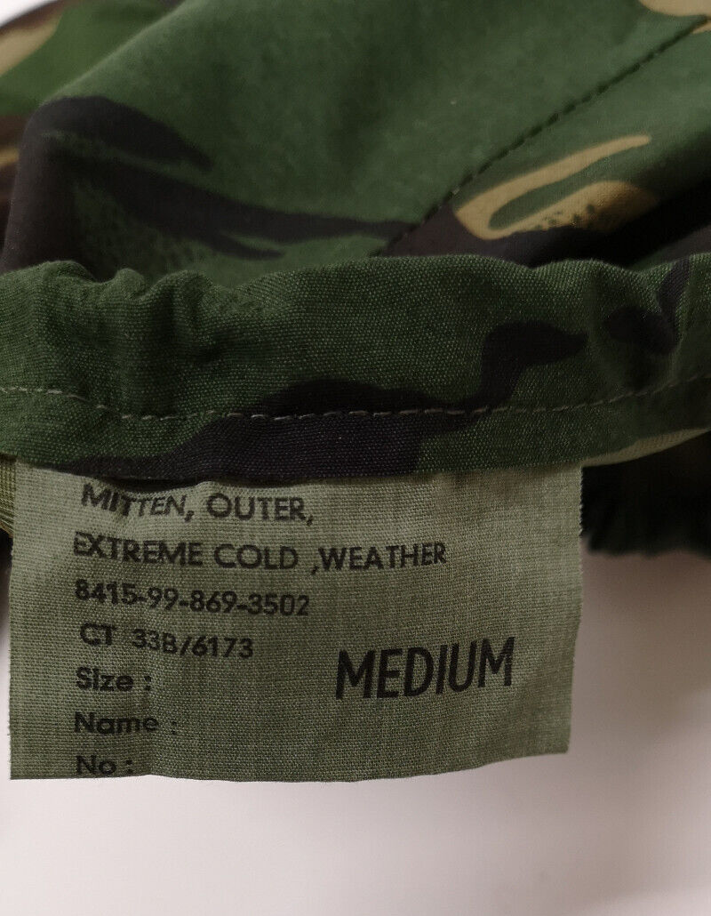 Woodland Camo Extreme Cold Weather Mittens Outer, Inner and Wool Pile Liner set