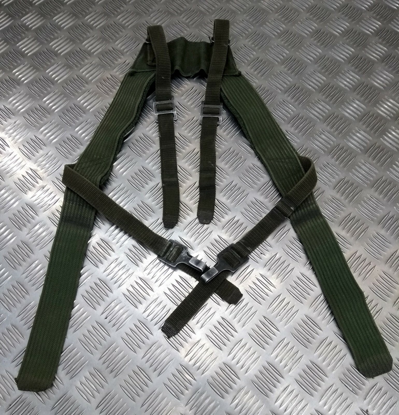 Genuine Vintage Harness Green Web Yoke / Suspender / Braces