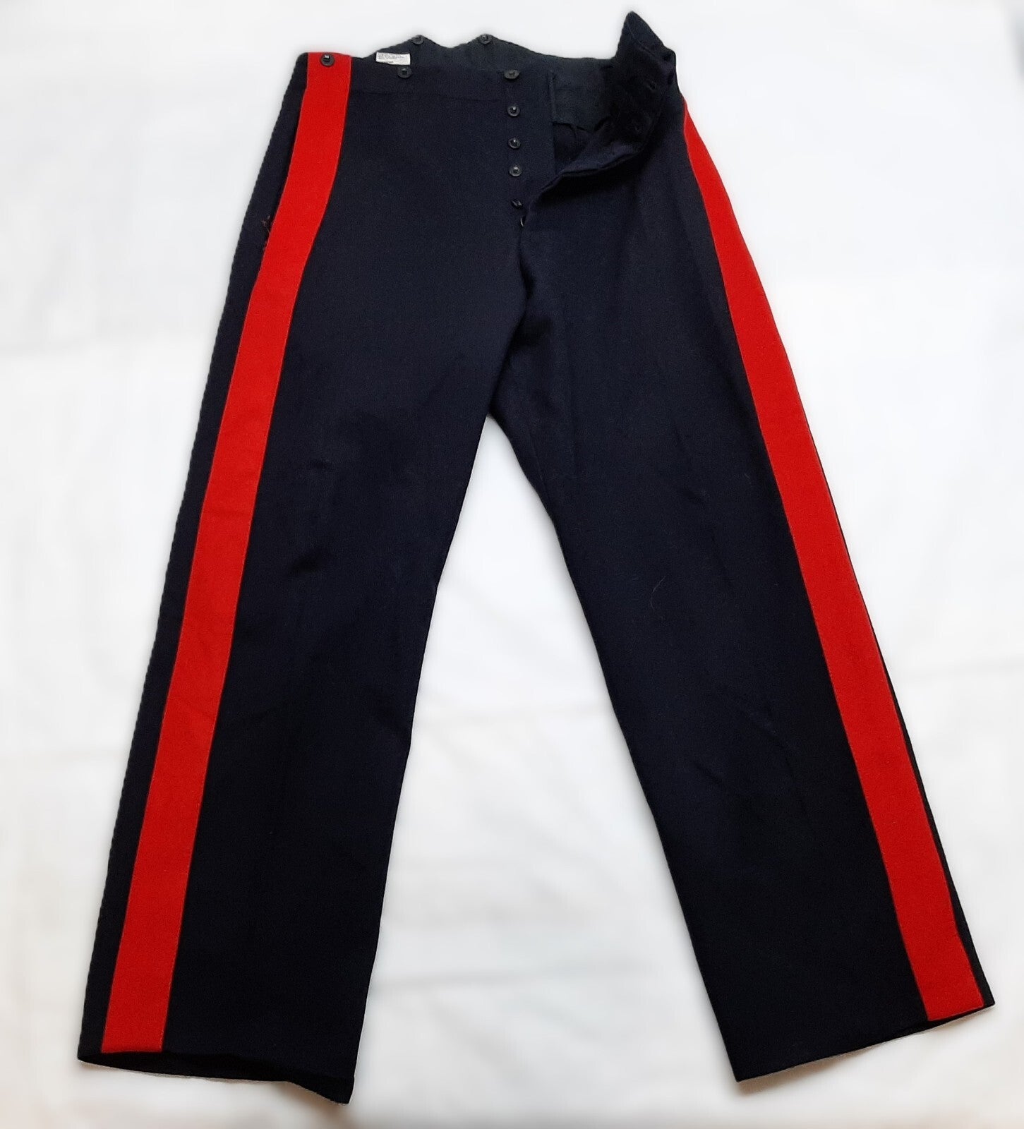 Army No1 Trousers British Wide Red Stripe Pattern Button Front Faulty TRHQ1X