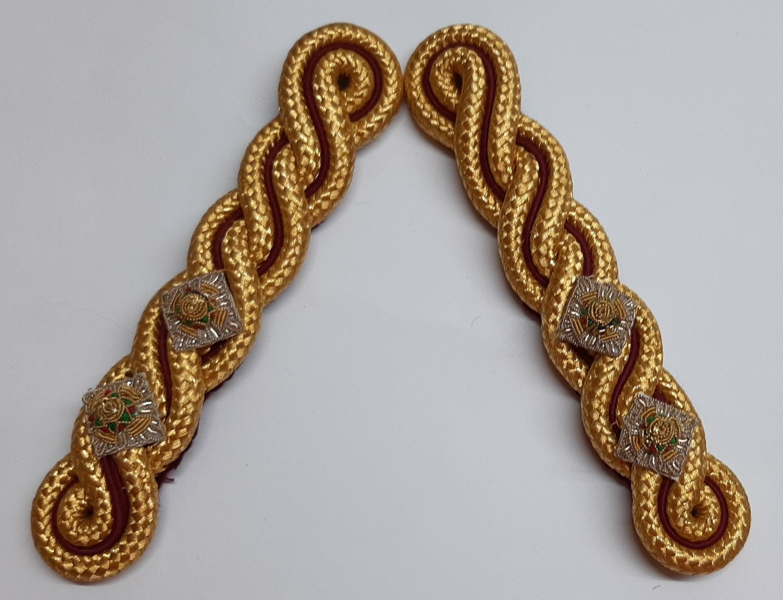 Officers Shoulder Cords British Made 2 Ply Cord Army Pattern Gold with Maroon