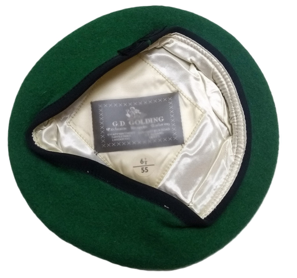 Green Beret Army Goldings UK Pattern Wool / Silky Lining & Petersham Trim 55cm.