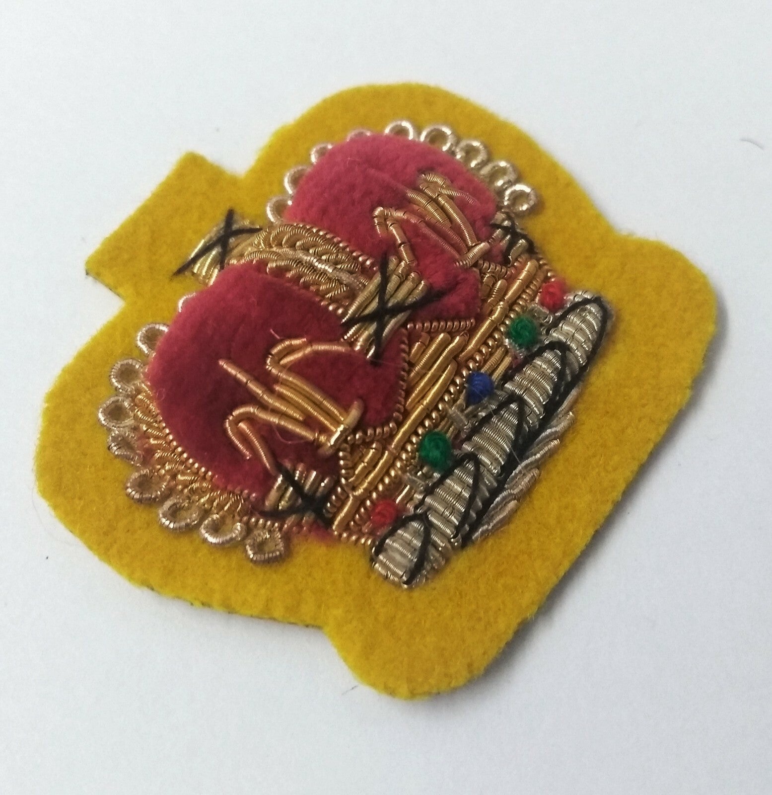 Genuine Vintage British Braided Decorative Crown on Yellow Felt