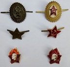 Obsolete Soviet-era Style CCCP Red Army Hat / Cap / Lapel Pin Badges set of 12