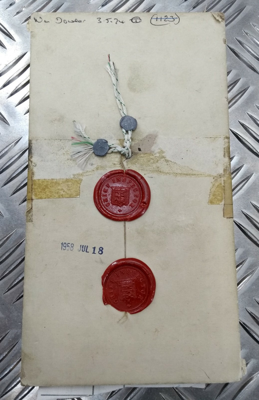 Genuine Vintage British Army Inspectorate of Stores Metal Badge Sample Card 1947