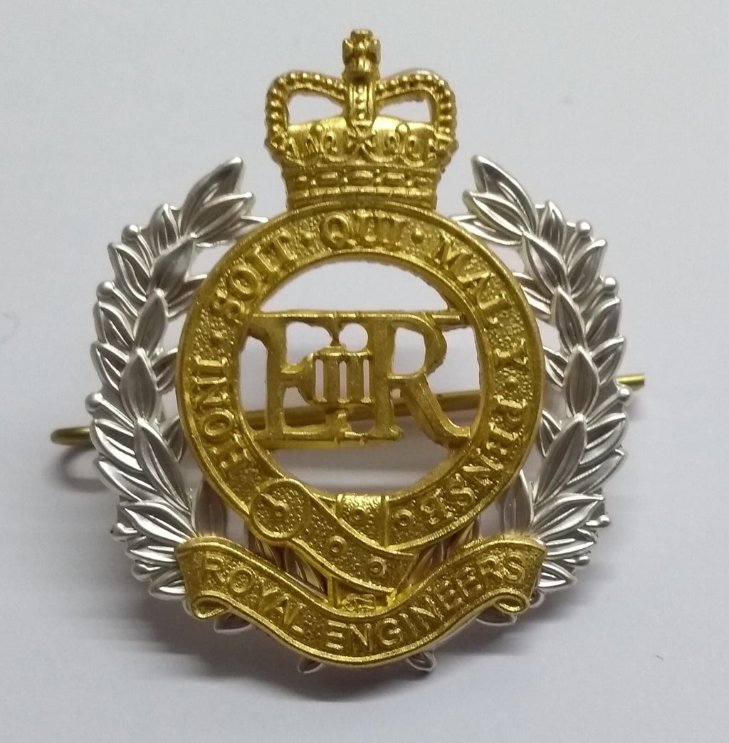 RE Hat Badge British Engineers Dress Queens Crown NEW