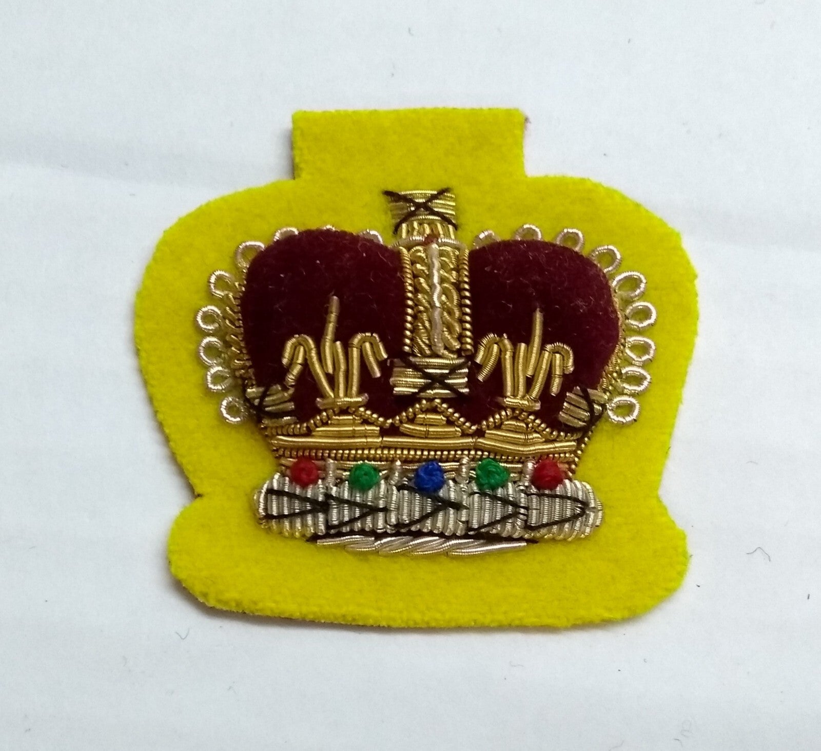 Warrant Officer Crown No1 WO 2 Yellow British Army Hand Embroidered Arm Patch
