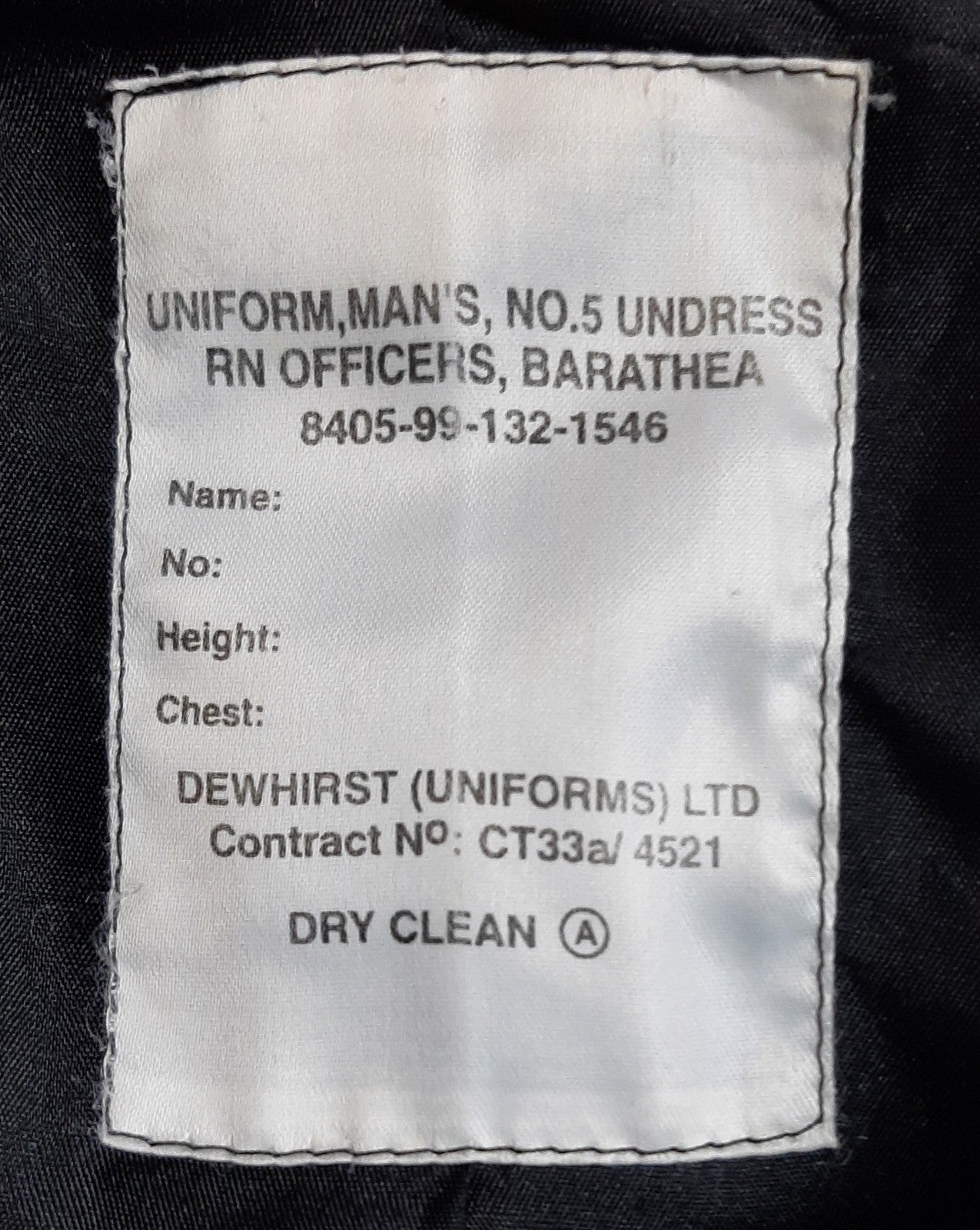 RN No5 Jacket British Naval 8 Button Royal Barathea Undress Navy