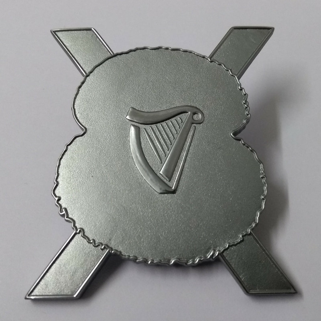 Harp & Cross Chrome Large Insignia Metal Badge Unknown With Split Pint Fixing