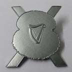 Harp & Cross Chrome Large Insignia Metal Badge Unknown With Split Pint Fixing