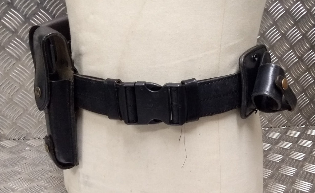 Black PWL Leather 4 piece Duty Belt and Pouches Set