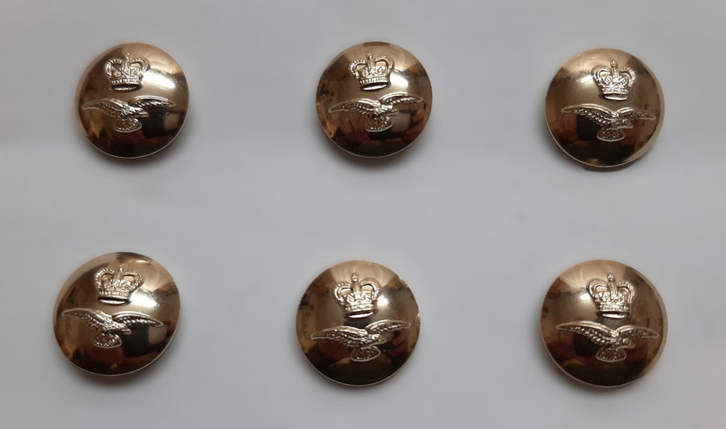 Q/C RAF Royal Air Force Buttons Small Air Force Queens Crown Ring Back Type 3 Pairs