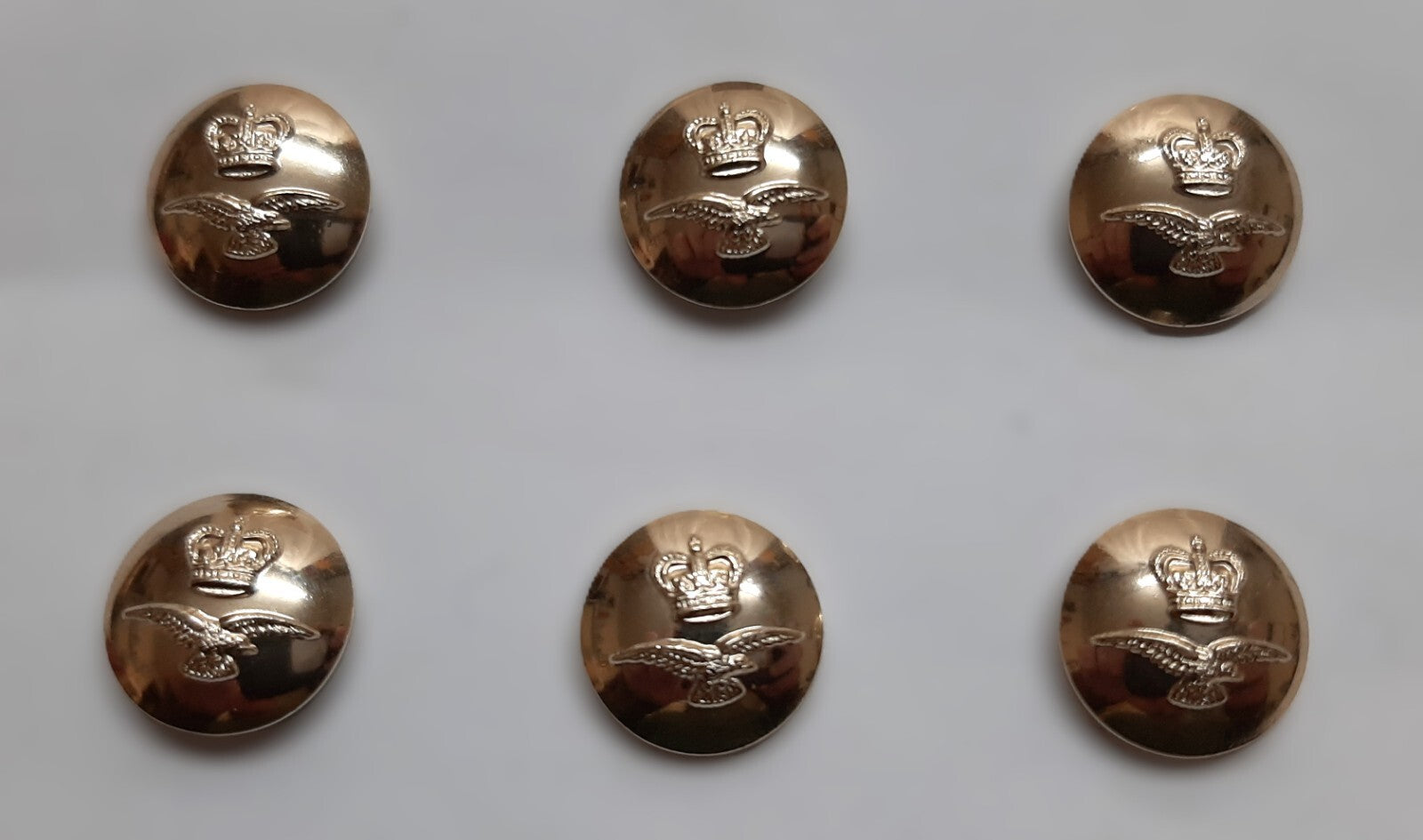 Q/C RAF Royal Air Force Buttons Small Air Force Queens Crown Ring Back Type 3 Pairs