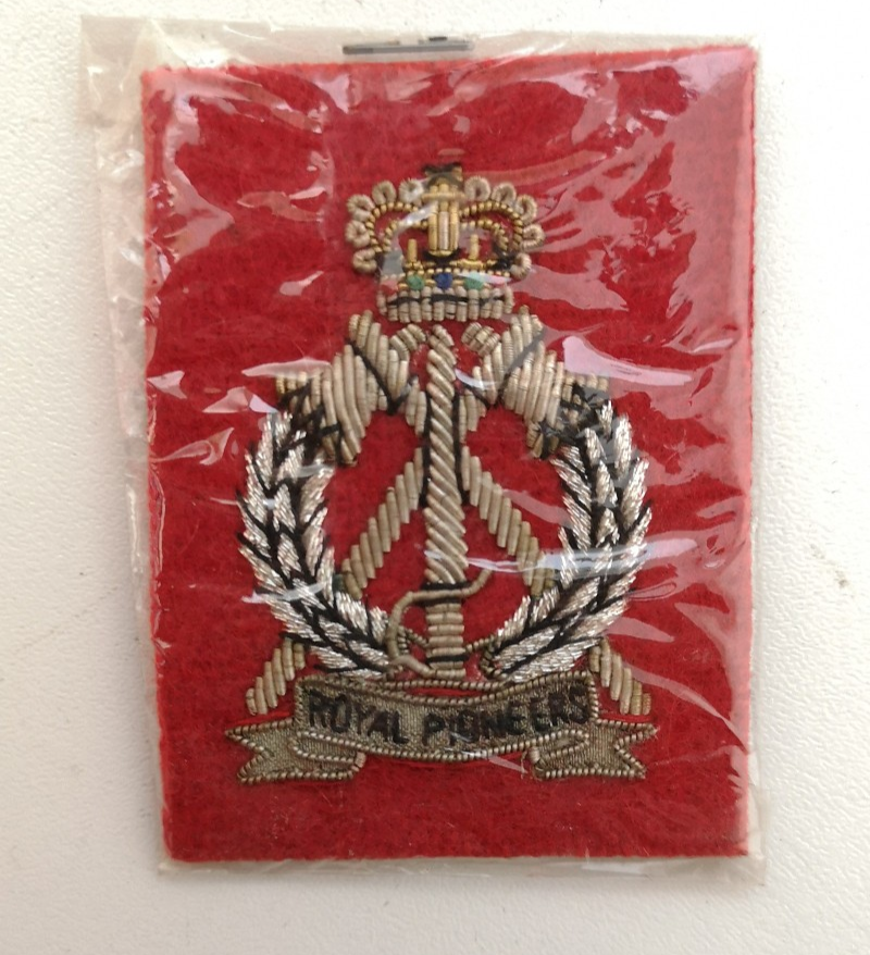 Royal Pioneer Corps Patch Wire Braided Insignia on Red Felt