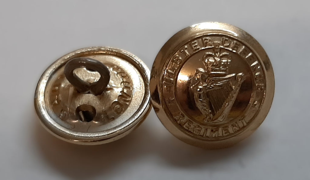 UDR Army Buttons Small British Ulster Defence Regiment Queens Crown Insignia X2