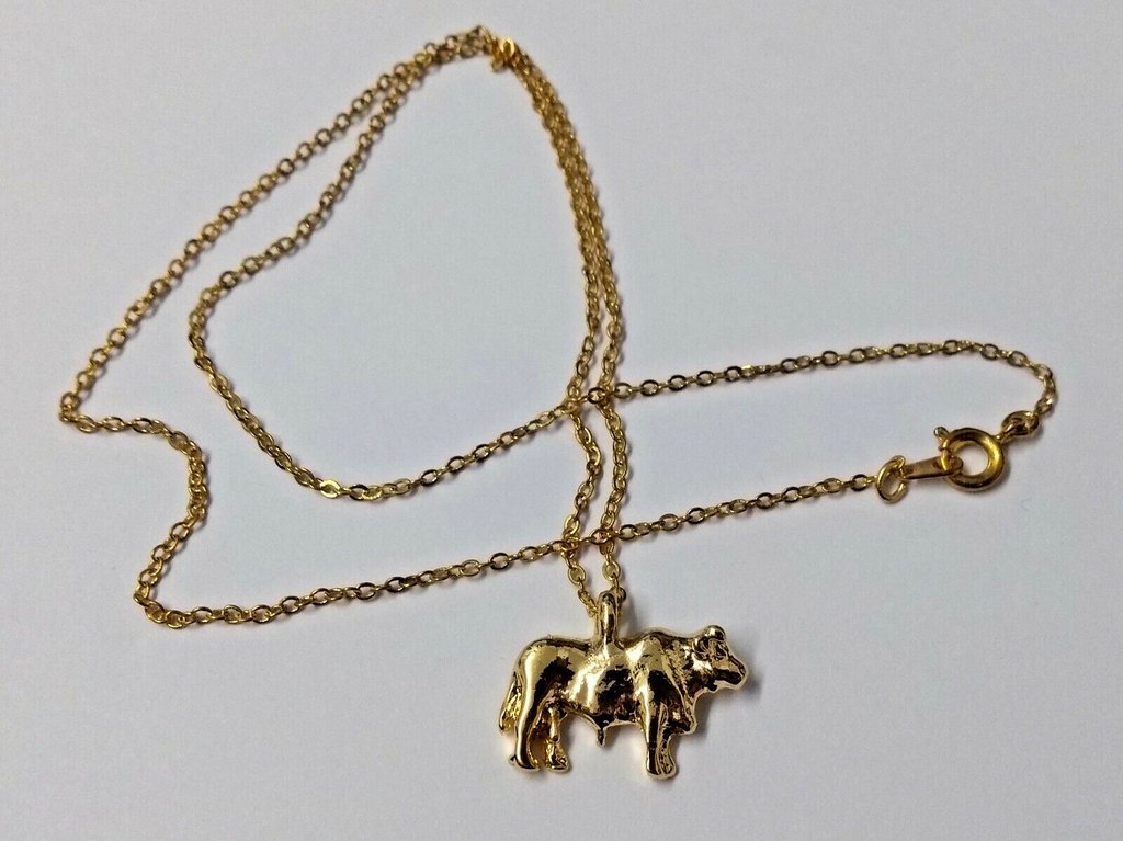 Genuine British Made 18" Fine Chain Gold Coloured Necklace & Bull - NEW