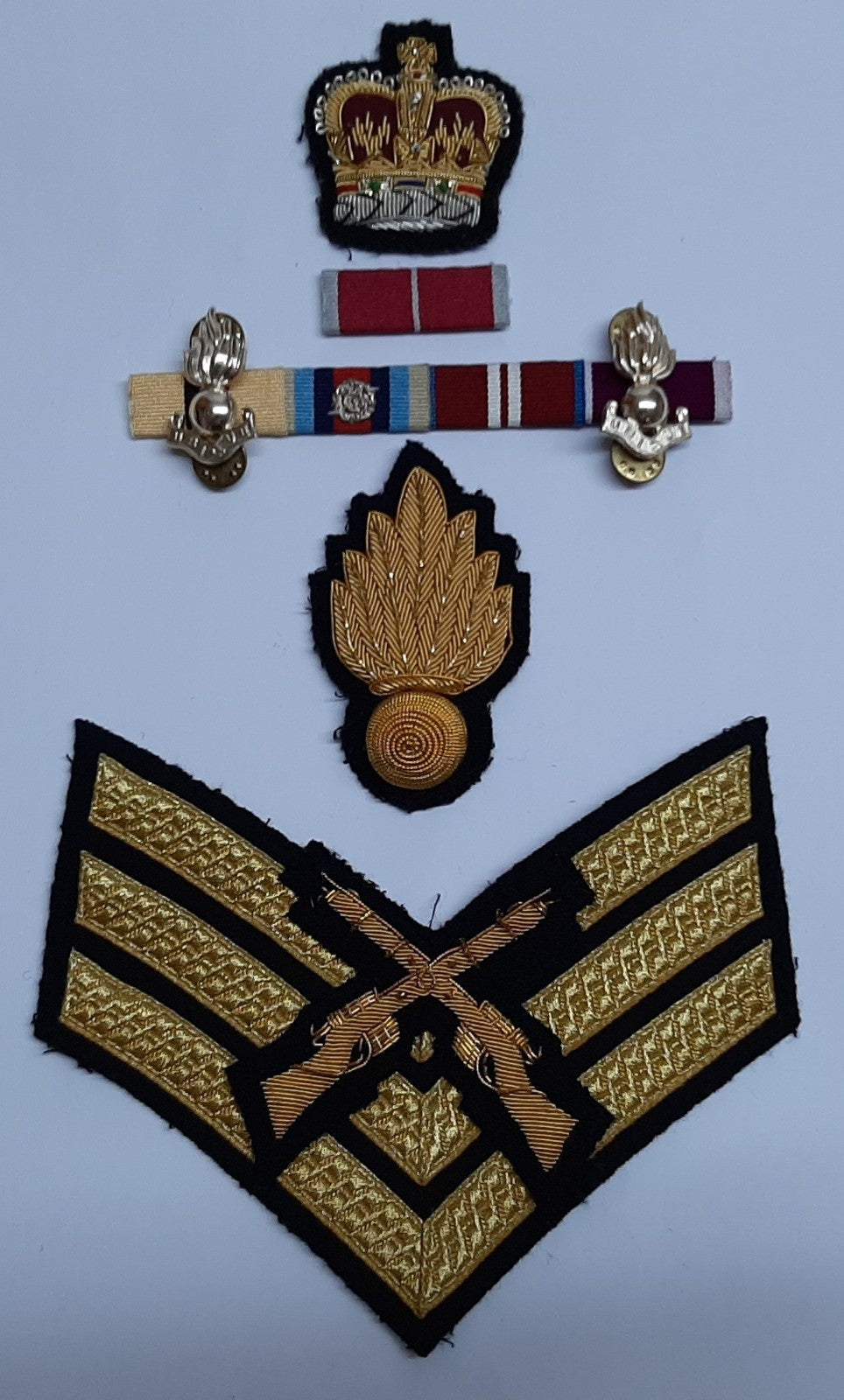 No1 Dress Badges R.E Engineers SSGT / Skill at Arms /Collar Dogs / Medal Ribbon