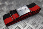 Two Tone Stable Belt Red & Black 62mm With Chrome Plate Buckle No 44"