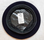 Wool Beret British Pattern Leather Rim Navy Blue Colour Size 53cm