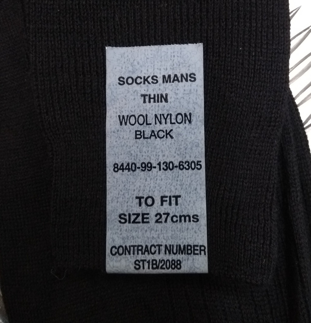 British Army Wool / Nylon - Black / Khaki / Stone Long Thin Socks Lot