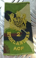 Woodland DPM Camo 2nd Highlanders ACF Rank Slides Assorted