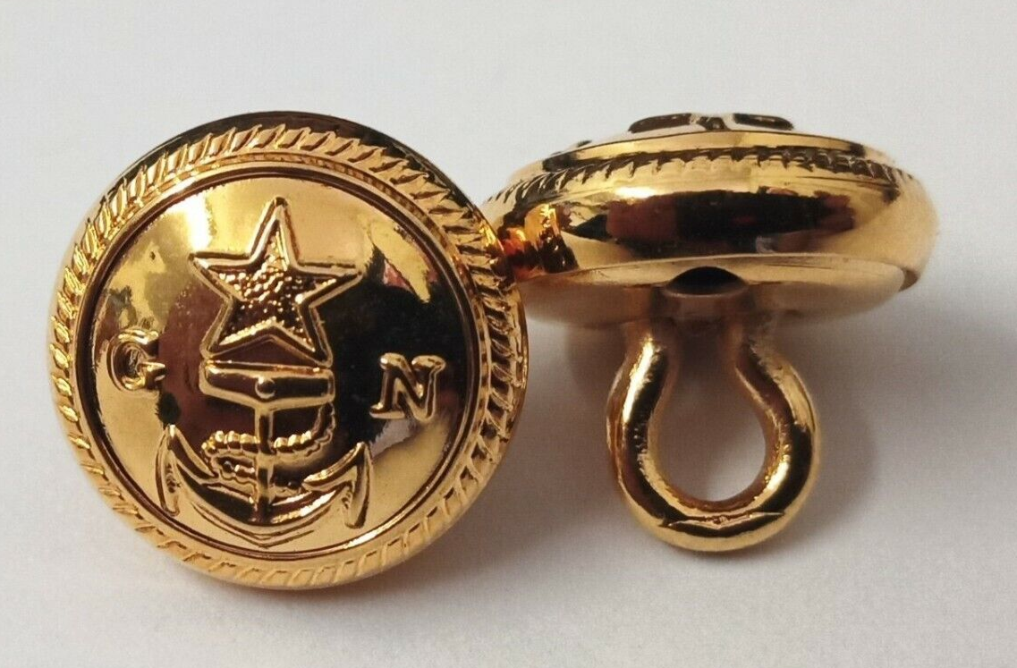 Genuine Issue X2 Navy GN Insignia Gold Ring Back Naval Buttons V949