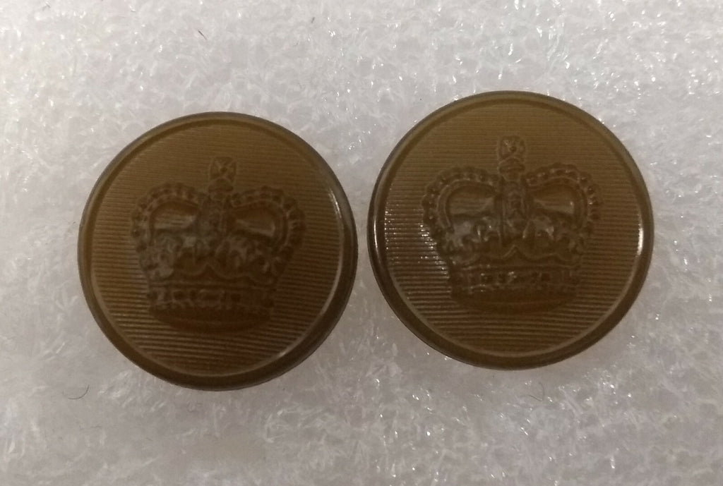 Vintage Mil-spec Old Pattern St Edwards Crown Khaki Buff Ring Backed Buttons NOS