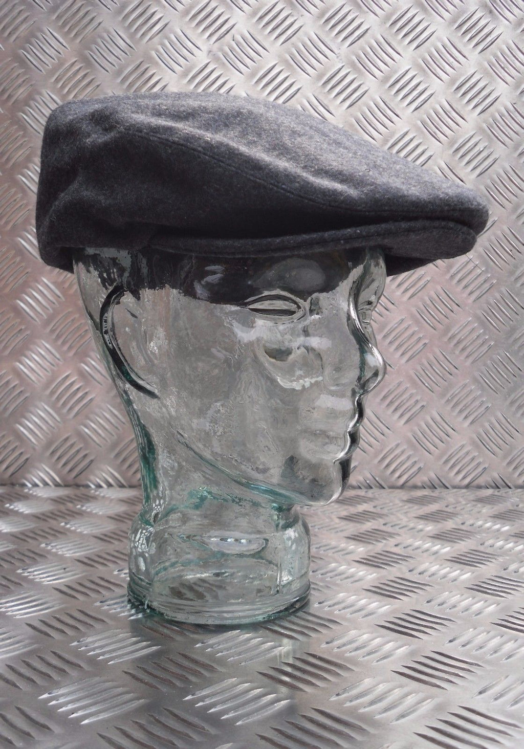 Dark Grey Wool Mix Quilt Lined Grandads Hat / Flat cap like Cheese Cutter Cap