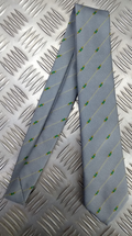 Yellow Striped Grey Tie with Unidentified Green & Yellow Symbol Pattern - NEW