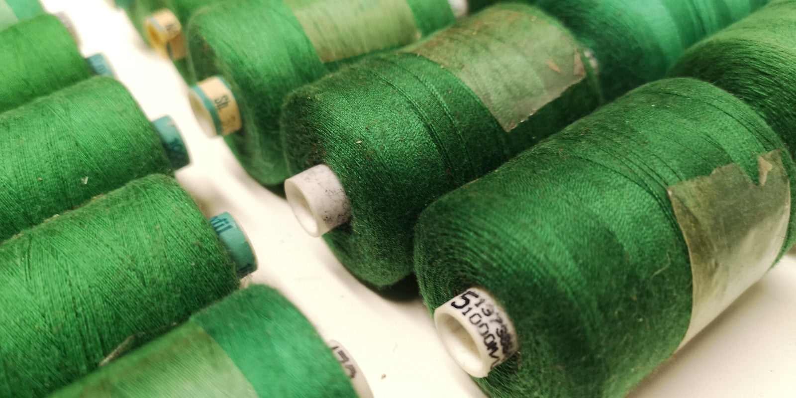 Polyfil Polyester/Cotton Corespun Thread Green Colour Shades joblot of 21 rolls