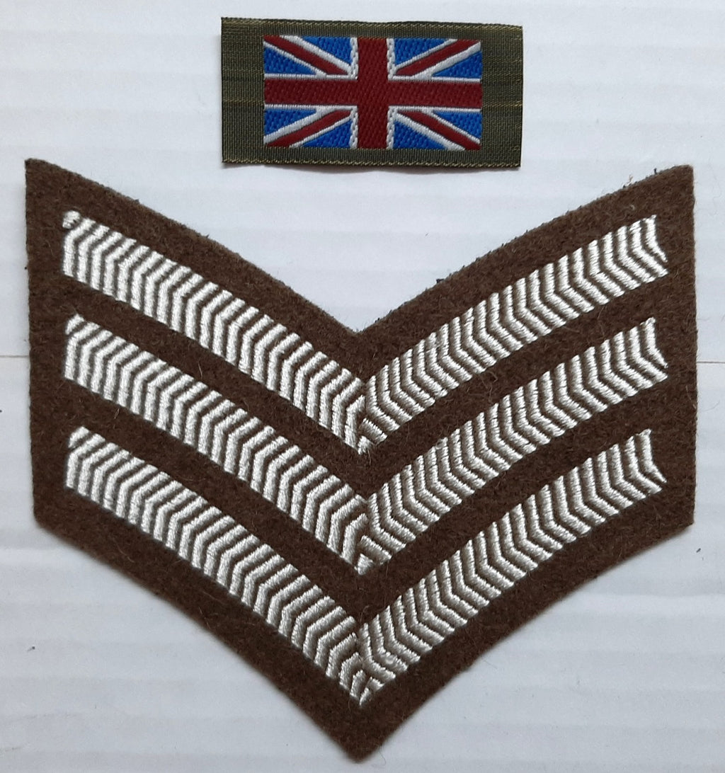 Rank Chevrons FAD British Insignia 3 Bar Sergeant UK Flags 1 Pair
