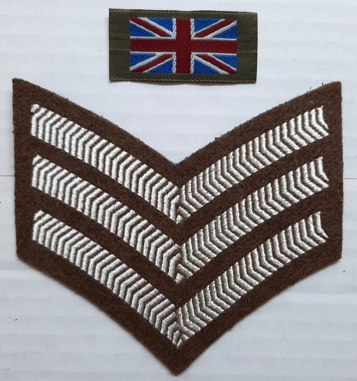 Rank Chevrons FAD British Insignia 3 Bar Sergeant UK Flags 1 Pair