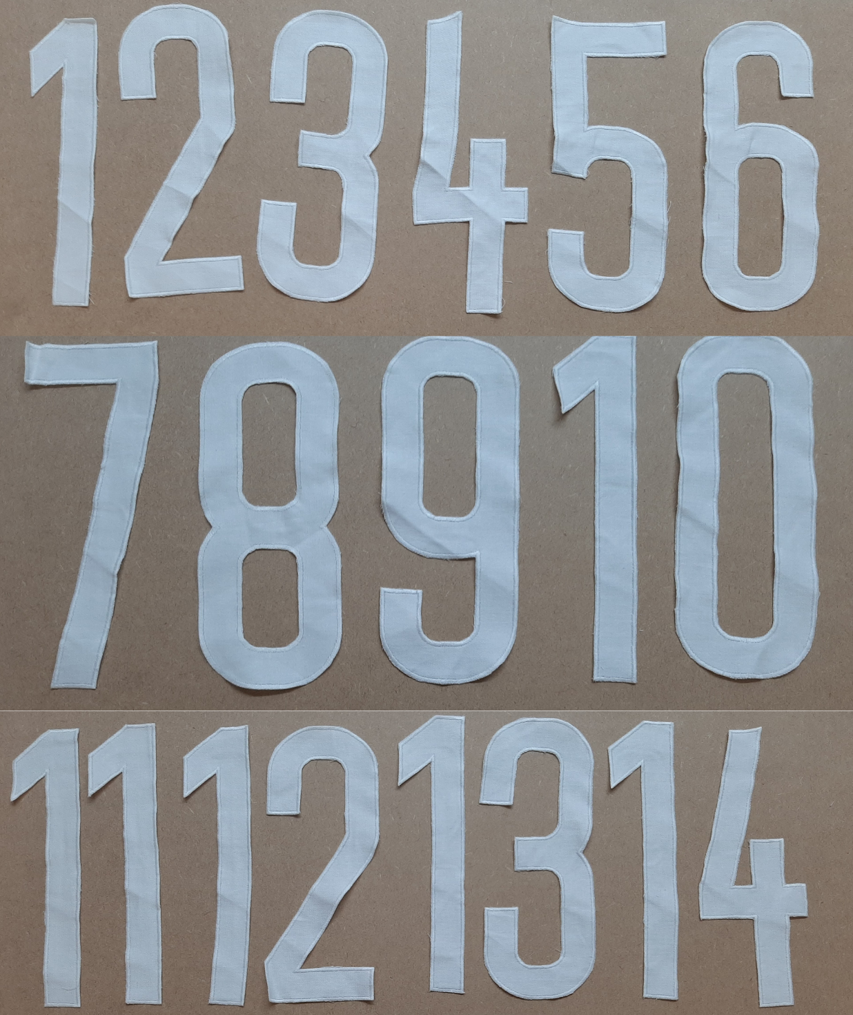 Genuine Vintage W German White Sports Sew on Numbers 1-14 1970`s- NEW