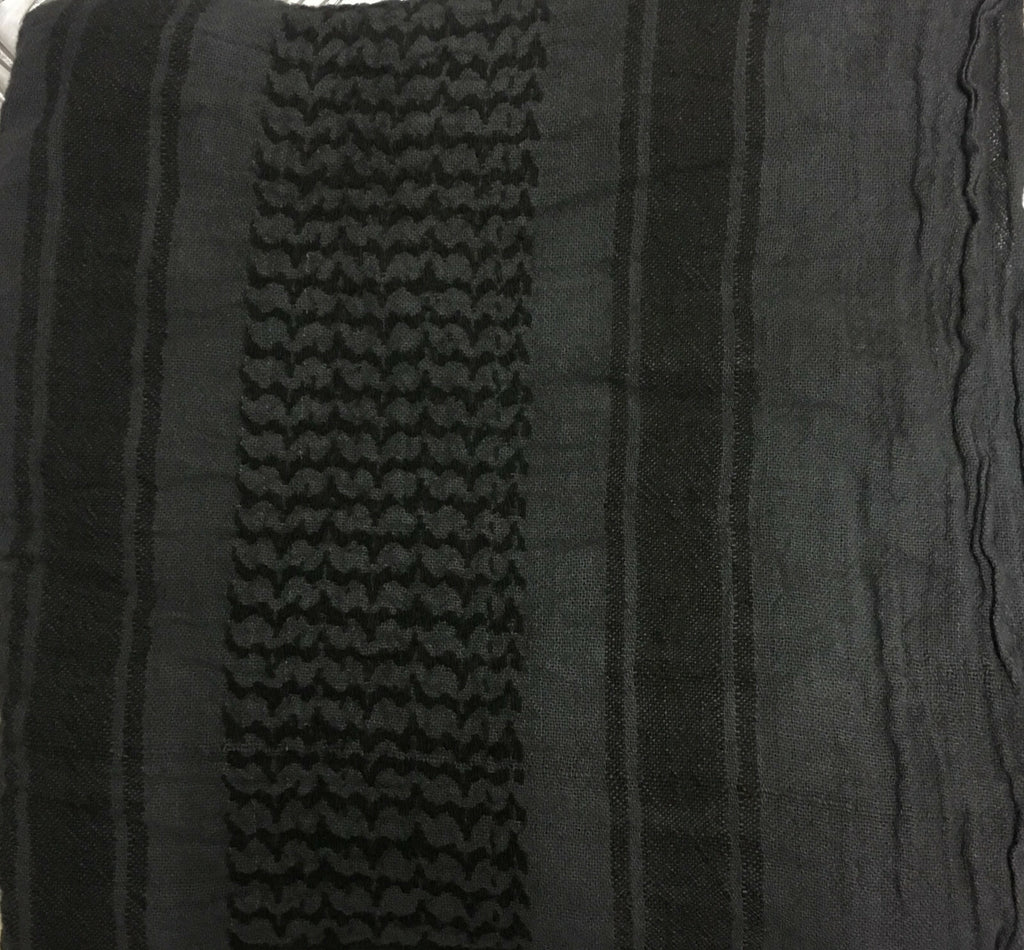 100% Cotton Shemagh / Arab Scarf / Pashmina / Wrap/Sarong Subdued Grey/Black NEW