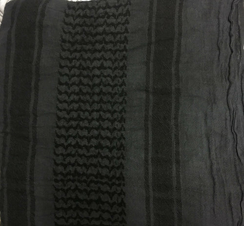 100% Cotton Shemagh / Arab Scarf / Pashmina / Wrap/Sarong Subdued Grey/Black NEW