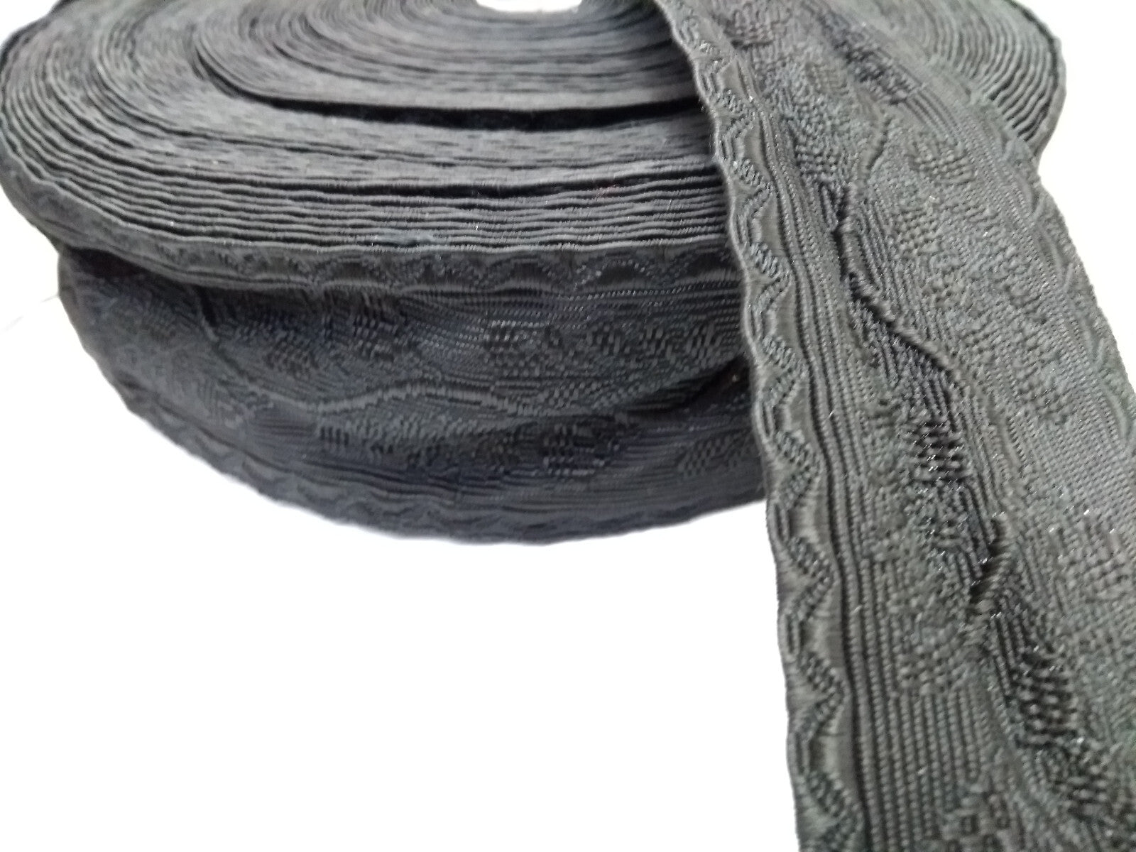 Black Viscose Oakleaf Lace 44mm wide with Jacquard Design, Leaves & Acorns NEW