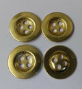 Vintage Metal Buttons Subdued 4 Hole Brass 26L 16.4mm Diameter X4 ASBT327