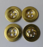 Vintage Metal Buttons Subdued 4 Hole Brass 26L 16.4mm Diameter X4 ASBT327